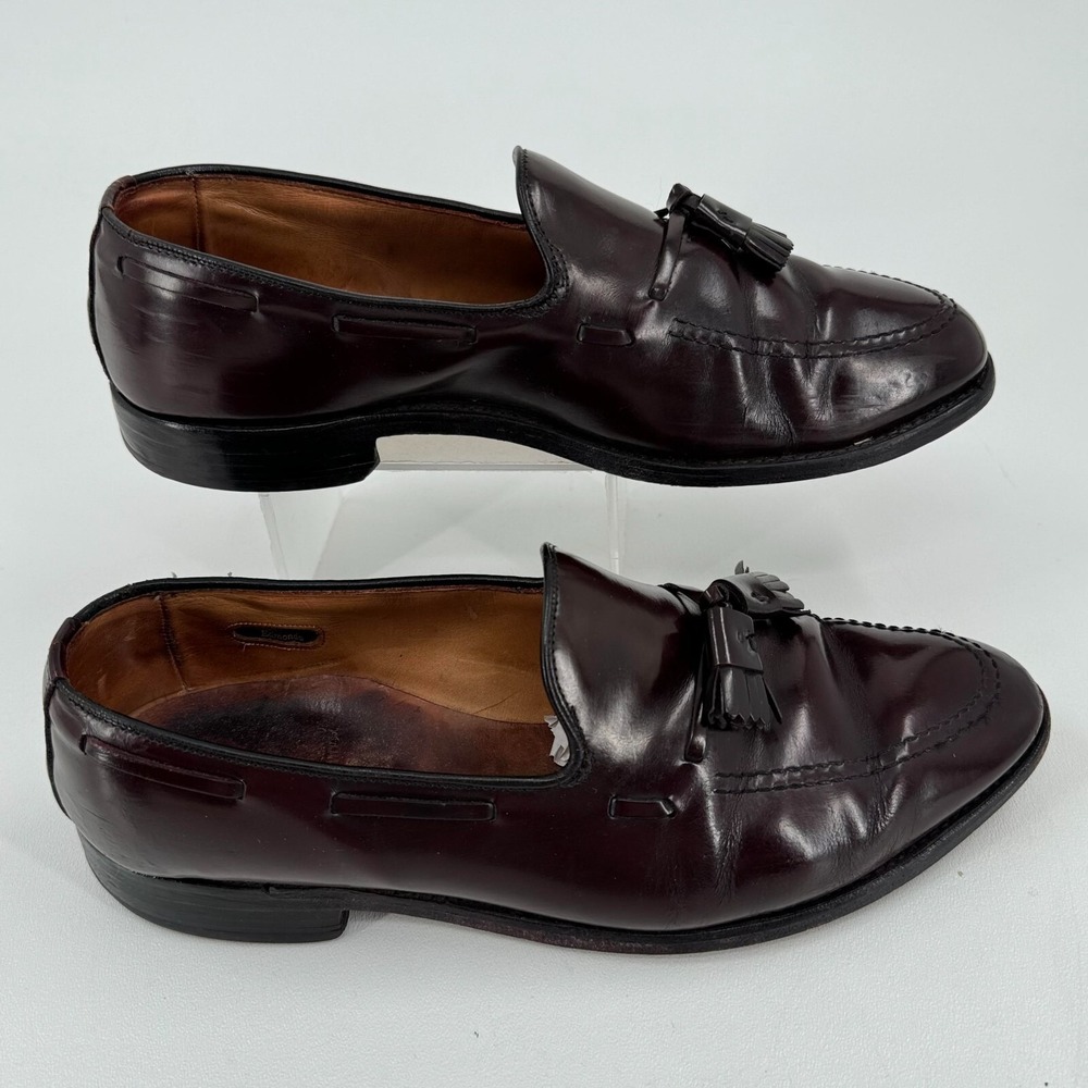 Allen Edmonds‎ Grayson Dress Shoes MENS Burgundy Leather Tassels Slip On SIZE 10